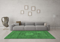 Machine Washable Abstract Emerald Green Modern Rug, wshabs1303emgrn