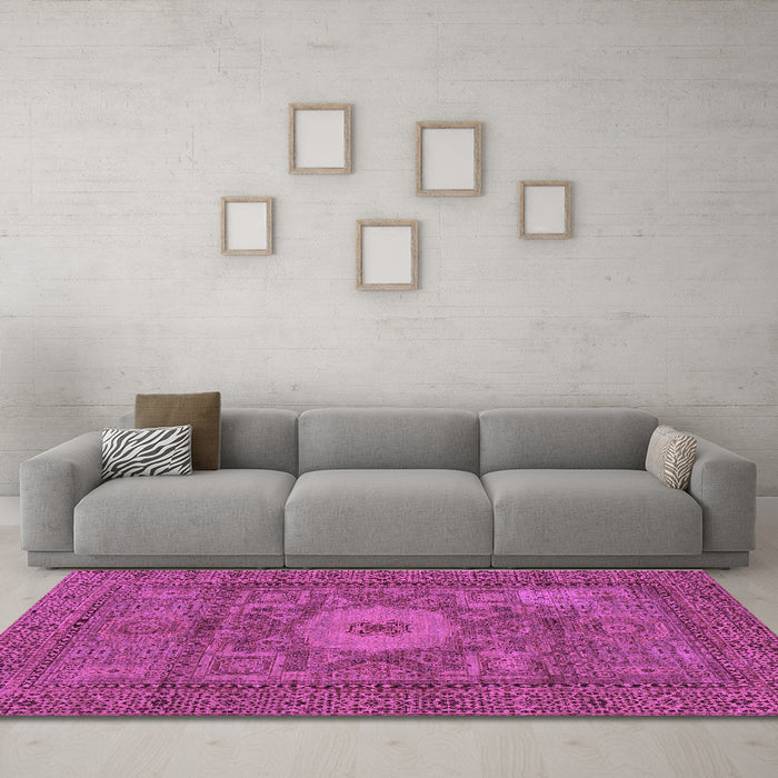 Machine Washable Abstract Purple Modern Area Rugs in a Living Room, wshabs1303pur
