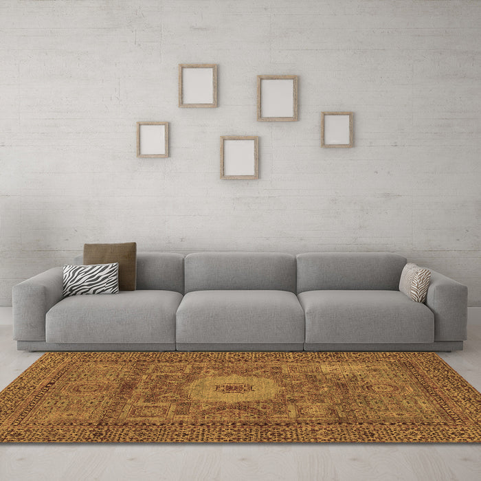 Machine Washable Abstract Brown Modern Rug in a Living Room,, wshabs1303brn