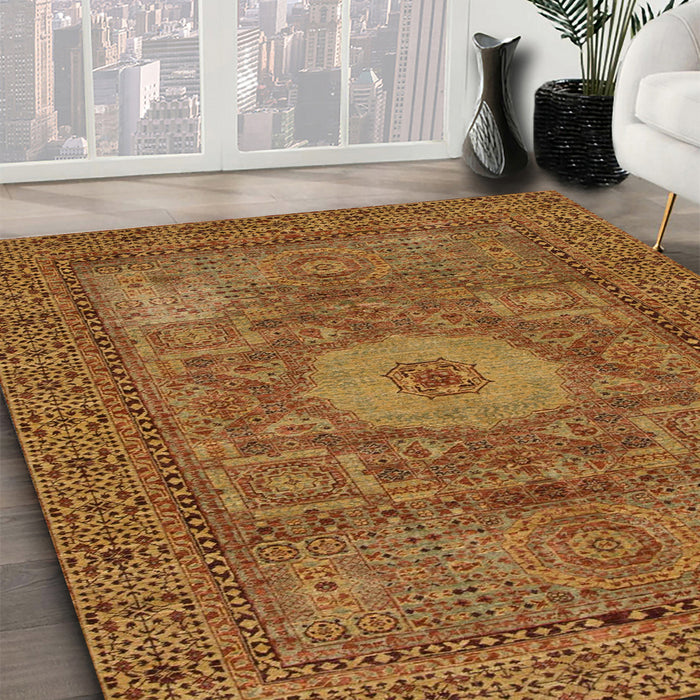 Machine Washable Abstract Orange Rug in a Family Room, wshabs1303