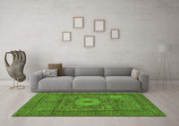 Machine Washable Abstract Green Modern Rug, wshabs1303grn