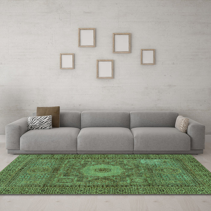 Machine Washable Abstract Turquoise Modern Area Rugs in a Living Room,, wshabs1303turq