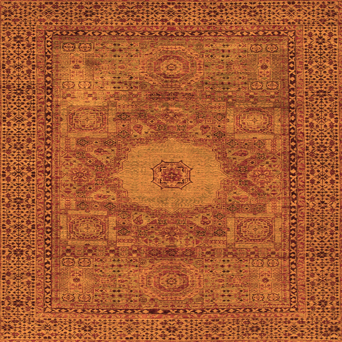 Square Machine Washable Abstract Orange Modern Area Rugs, wshabs1303org