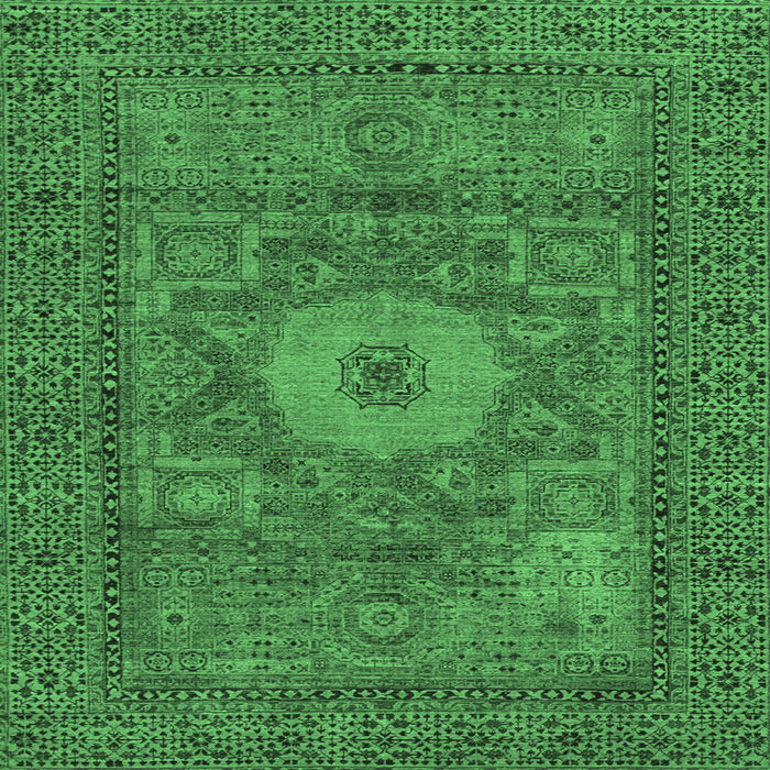 Square Machine Washable Abstract Emerald Green Modern Area Rugs, wshabs1303emgrn