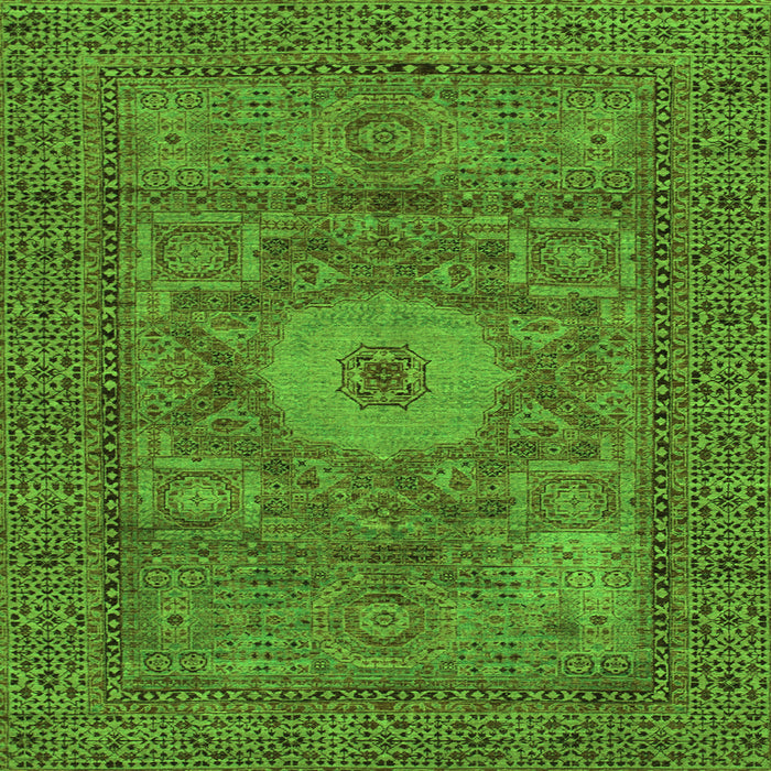 Square Abstract Green Modern Rug, abs1303grn