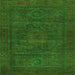 Square Machine Washable Abstract Green Modern Area Rugs, wshabs1304grn