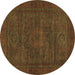 Round Abstract Brown Modern Rug, abs1304brn