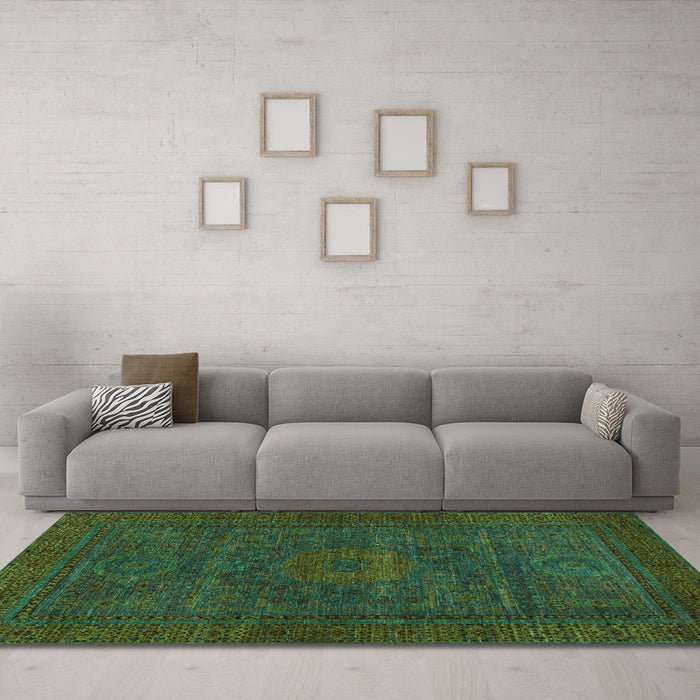 Machine Washable Abstract Turquoise Modern Area Rugs in a Living Room,, wshabs1304turq