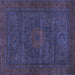 Square Abstract Blue Modern Rug, abs1304blu