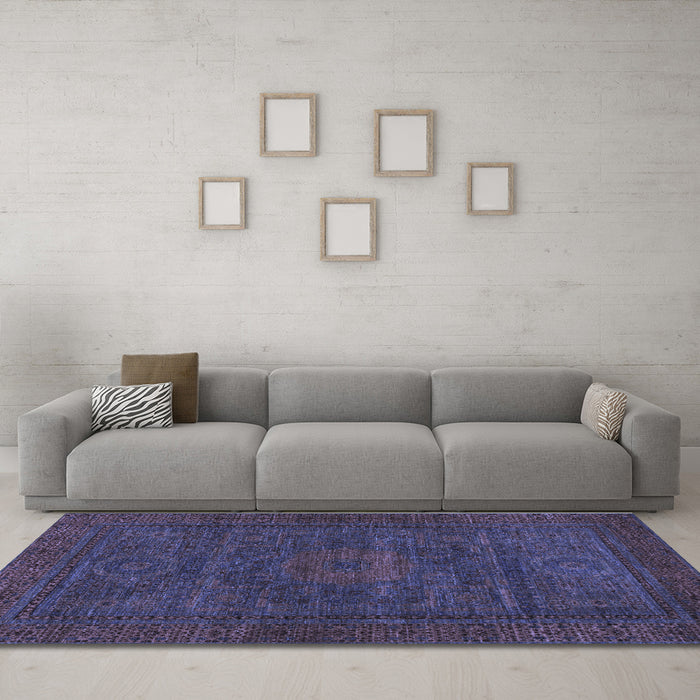 Machine Washable Abstract Blue Modern Rug in a Living Room, wshabs1304blu