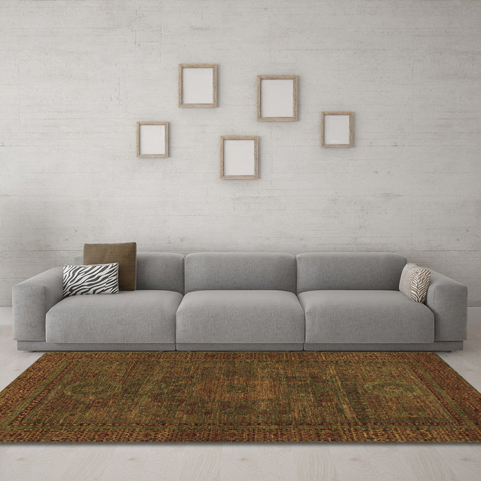 Machine Washable Abstract Brown Modern Rug in a Living Room,, wshabs1304brn