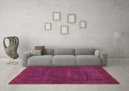 Machine Washable Abstract Pink Modern Rug in a Living Room, wshabs1304pnk