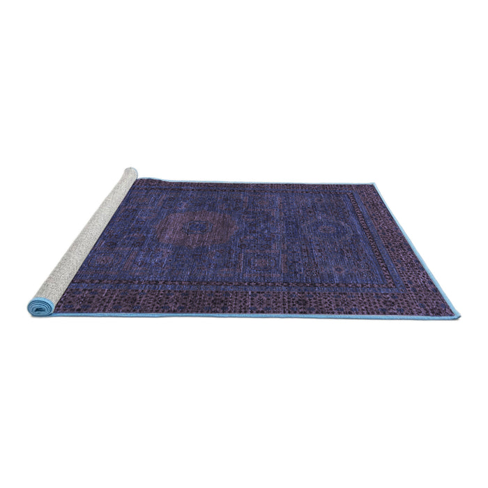 Sideview of Machine Washable Abstract Blue Modern Rug, wshabs1304blu