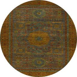 Round Abstract Reddish Brown Modern Rug, abs1304