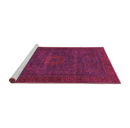 Sideview of Machine Washable Abstract Pink Modern Rug, wshabs1304pnk