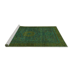 Sideview of Machine Washable Abstract Turquoise Modern Area Rugs, wshabs1304turq