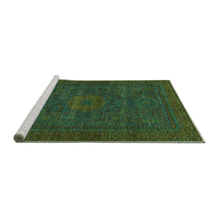 Sideview of Machine Washable Abstract Turquoise Modern Area Rugs, wshabs1304turq
