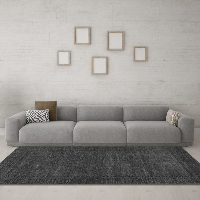 Machine Washable Abstract Gray Modern Rug in a Living Room,, wshabs1304gry