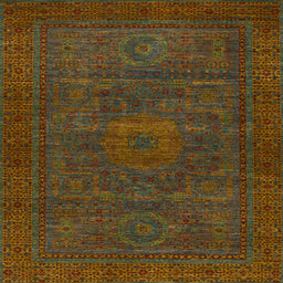 Square Machine Washable Abstract Red Brown Rug, wshabs1304