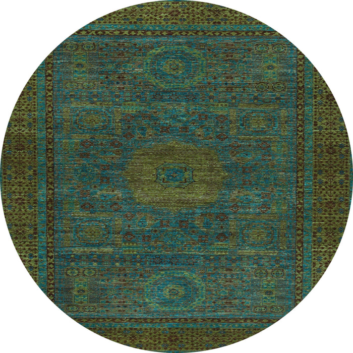 Round Machine Washable Abstract Light Blue Modern Rug, wshabs1304lblu