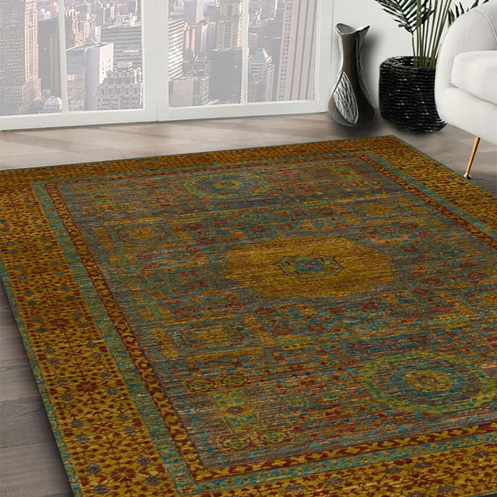 Machine Washable Abstract Red Brown Rug in a Family Room, wshabs1304