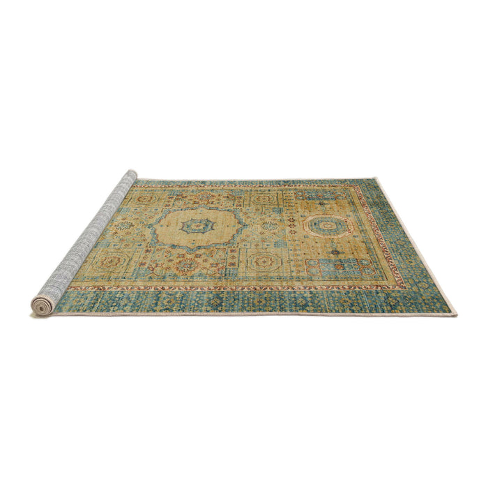 Sideview of Machine Washable Abstract Brown Rug, wshabs1305