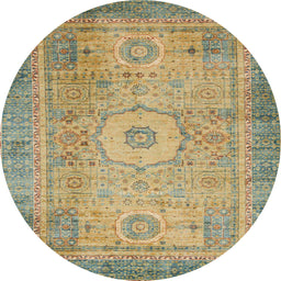 Round Abstract Brown Modern Rug, abs1305