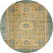 Round Abstract Brown Modern Rug, abs1305