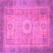 Square Machine Washable Abstract Pink Modern Rug, wshabs1305pnk