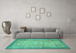 Machine Washable Abstract Turquoise Modern Area Rugs in a Living Room,, wshabs1305turq