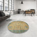 Round Abstract Brown Modern Rug in a Office, abs1305