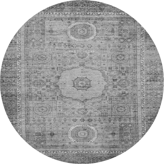 Round Abstract Gray Modern Rug, abs1305gry