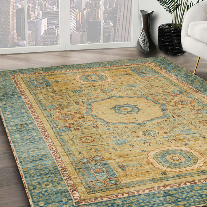 Machine Washable Abstract Brown Rug in a Family Room, wshabs1305