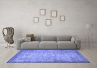 Machine Washable Abstract Blue Modern Rug, wshabs1305blu