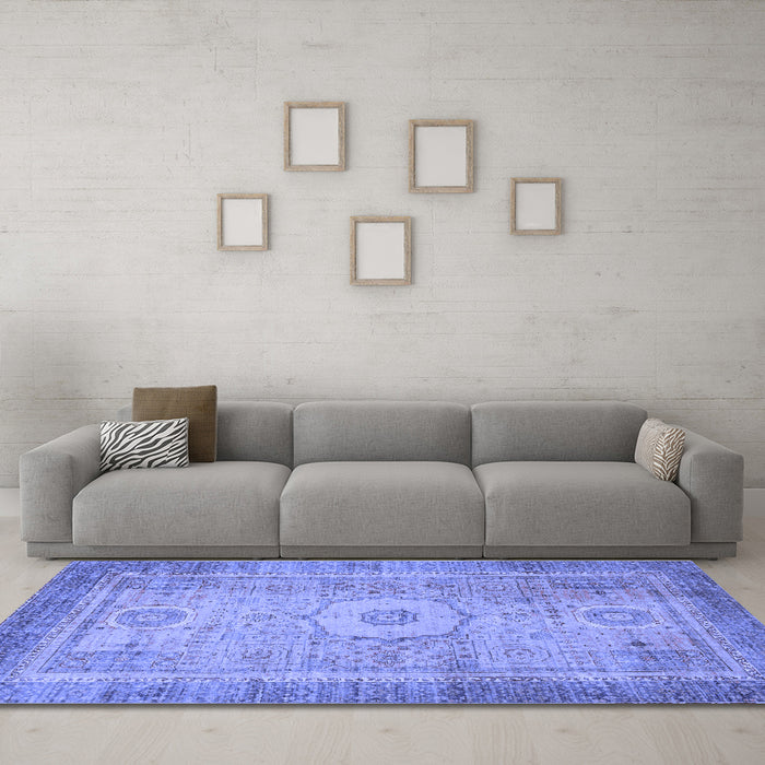 Machine Washable Abstract Blue Modern Rug in a Living Room, wshabs1305blu