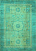 Machine Washable Abstract Turquoise Modern Area Rugs, wshabs1305turq