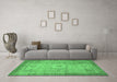 Machine Washable Abstract Emerald Green Modern Area Rugs in a Living Room,, wshabs1305emgrn