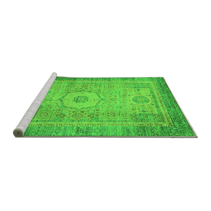 Sideview of Machine Washable Abstract Green Modern Area Rugs, wshabs1305grn