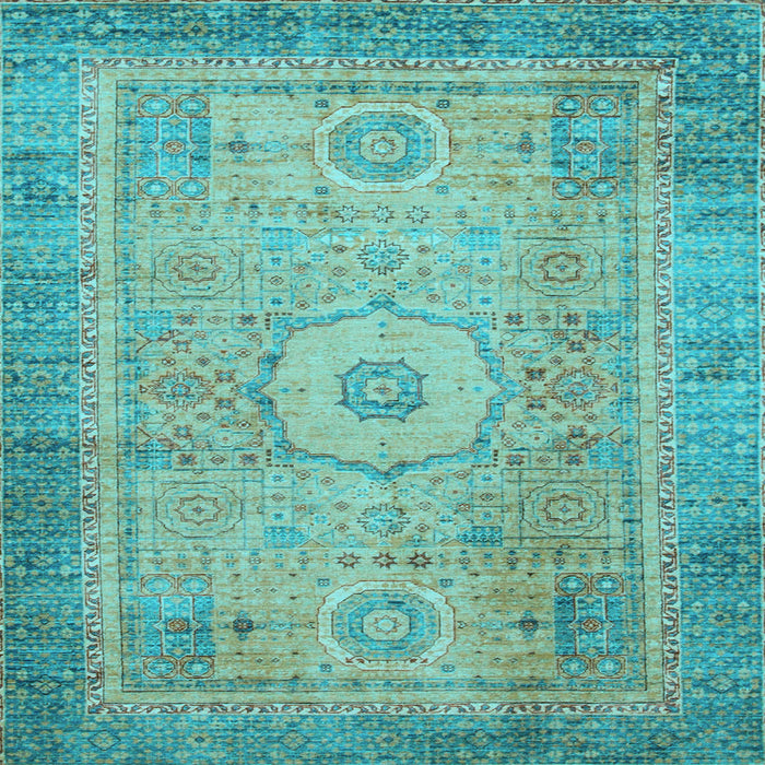 Square Abstract Light Blue Modern Rug, abs1305lblu