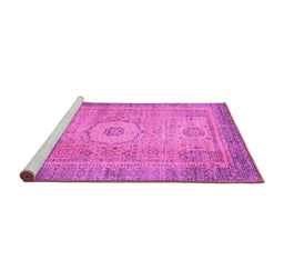 Sideview of Machine Washable Abstract Pink Modern Rug, wshabs1305pnk