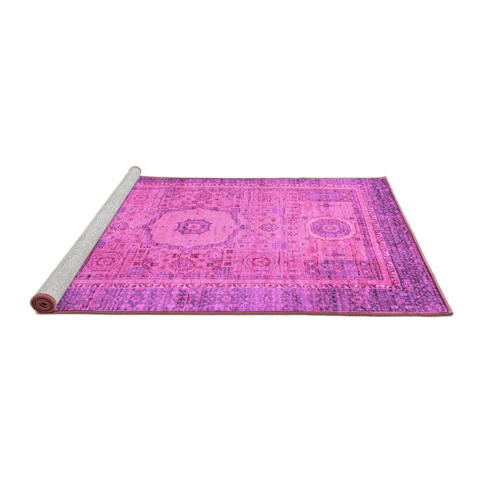 Sideview of Machine Washable Abstract Pink Modern Rug, wshabs1305pnk