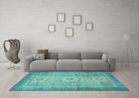 Machine Washable Abstract Light Blue Modern Rug, wshabs1305lblu