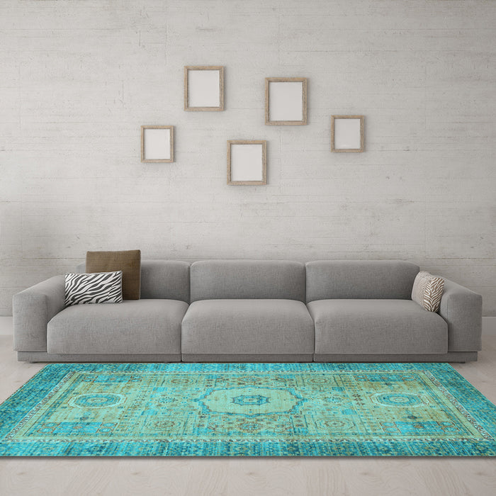 Machine Washable Abstract Light Blue Modern Rug in a Living Room, wshabs1305lblu