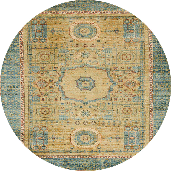 Round Machine Washable Abstract Brown Rug, wshabs1305