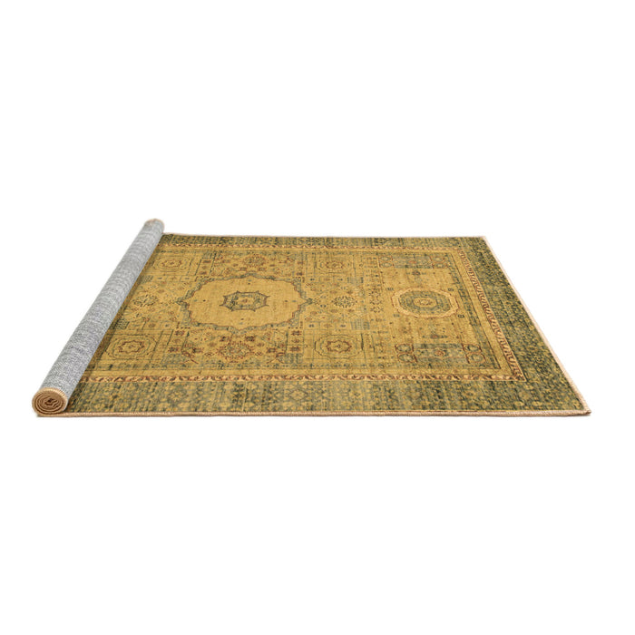 Sideview of Machine Washable Abstract Brown Modern Rug, wshabs1305brn