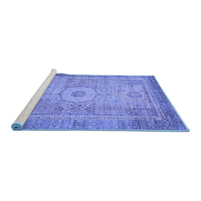 Sideview of Machine Washable Abstract Blue Modern Rug, wshabs1305blu