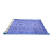 Sideview of Machine Washable Abstract Blue Modern Rug, wshabs1305blu