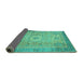 Sideview of Abstract Turquoise Modern Rug, abs1305turq