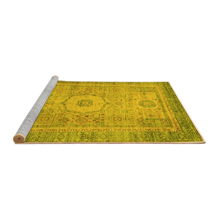 Sideview of Machine Washable Abstract Yellow Modern Rug, wshabs1305yw