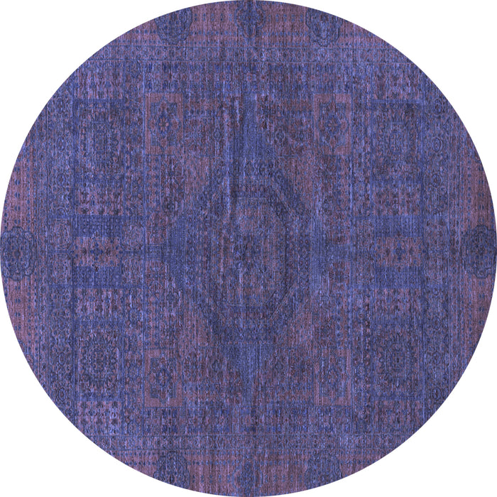 Round Machine Washable Abstract Blue Modern Rug, wshabs1306blu